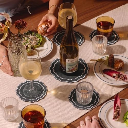 Linen Coasters for Drinks, Set of 6, 4.5 inch, Pewter - Image 6