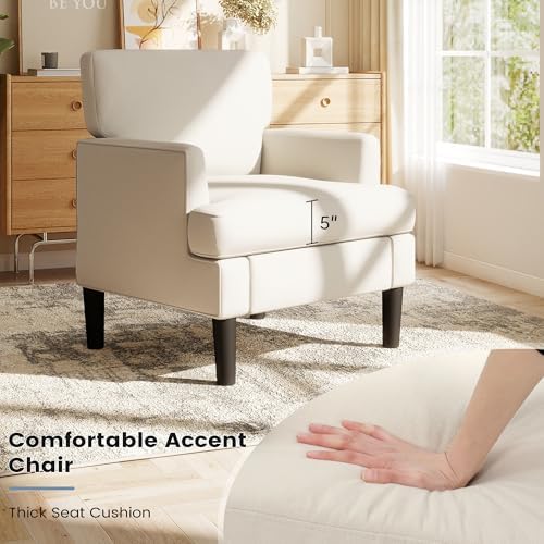 Kromax Accent Chair for Living Room Set of 2, Modern Reading Chair, Beige - Image 4