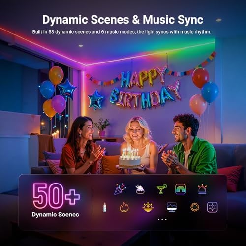 NEEWER 9.84ft/3m LED Strip Lights Front Lit, Smart AI RGB IC Cuttable Neon Rope Light, App Control Color Changing, Bedroom Gaming Room Home Indoor Wall Decor, Compatible with Google and Alexa, NS01 - Image 4