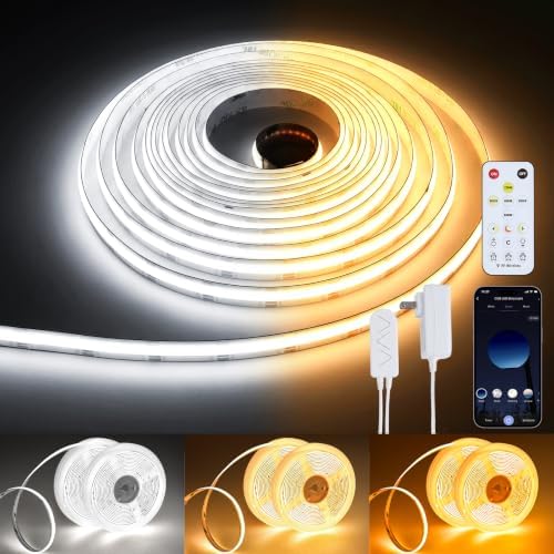 COB LED Strip Light 32.8ft, Dimmable 2300K-6500K Cuttable LED Tape Lights by SUNLINKCO