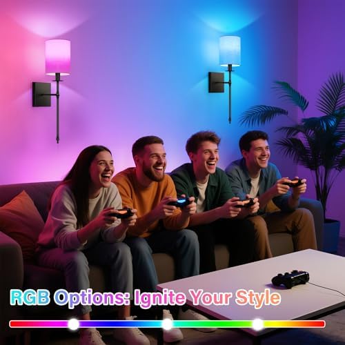 19 inch Battery Operated Wall Sconces Set of 2 with Remote, Rechargeable Wireless Wall Lights with Beige Fabric Shade, Indoor Not Hardwired Dimmable for Bedroom Living Room Decor - Image 5