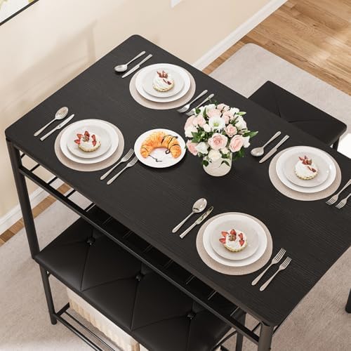 GarveeHome Dining Table Set for 4 with Upholstered Benches and 2 Stools, Modern Space Saving Kitchen Breakfast Table, Ideal for Small Kitchens, Apartments, Studios, and Compact Living Spaces - Image 6