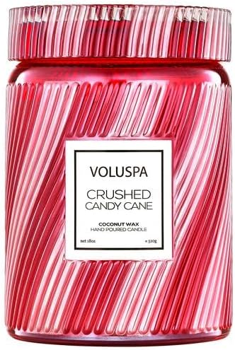 Voluspa Crushed Candy Cane, Large Candle Jar, 18 oz, 100 Hour Burn Time, Coconut Wax for Clean Burning, Handcrafted in the USA by Unknown