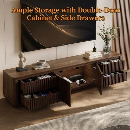 78.74" Mid Century Modern TV Stand for TVs up to 75" (Walnut) - Image 3