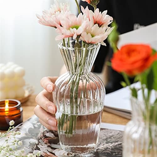 Decorative Vase Small Vase Glass Flower Vase Transparent Table Decoration Living Room Kitchen Tea Table Flower Vase Flower Arrangement Water Culture Lovely Flower Set Ceramic Vase Glass Vase Hydroponi - Image 6