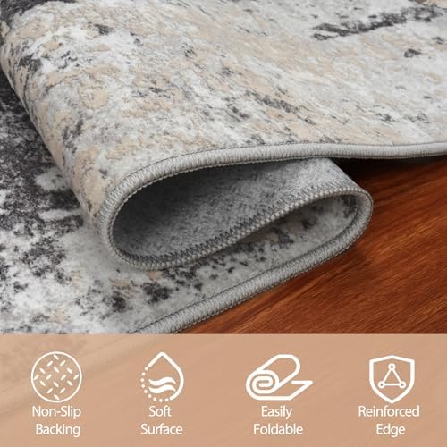 8x10 Area Rugs for Living Room Washable Bedroom Dining Room Black Grey Gold - Image 4