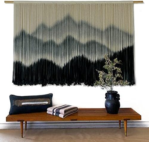 IOWER Macrame Wall Hanging Mountain Dip-Dyed Macrame Wall Decor Large Modern Fiber Art Boho Wall Decor 57" Wx35 L - Image 4