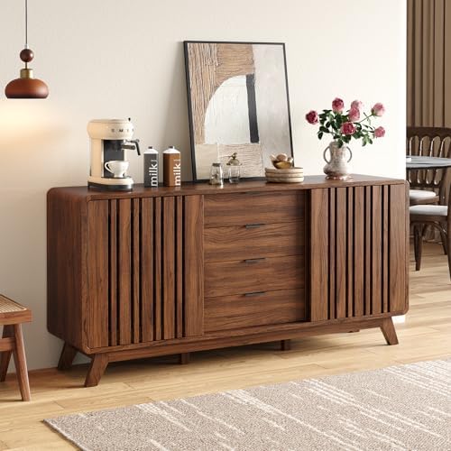 ONBRILL Sideboard Buffet Cabinet with Storage, Fluted Kitchen Cabinet by ONBRILL