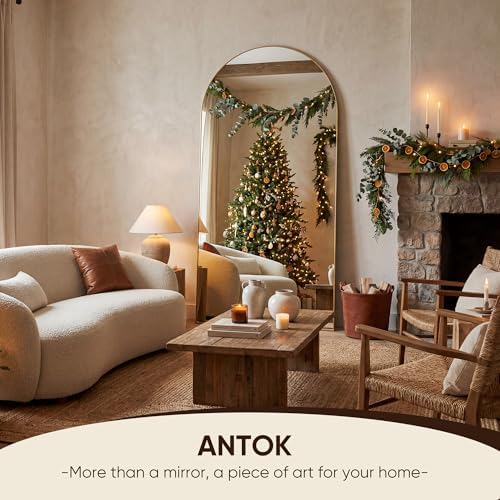 Antok 71" x32” Arched Full Length Mirror, Floor Mirror with Stand,Gold - Image 4