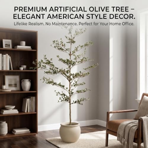 7FT Artificial Olive Tree, Faux Plants Indoor, Fake Tree with Black Pot - Image 2