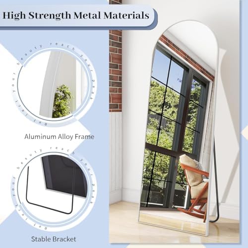 BEAUTYPEAK 64" x 21" Arch Full-Length Mirror with Stand, Silver - Image 3