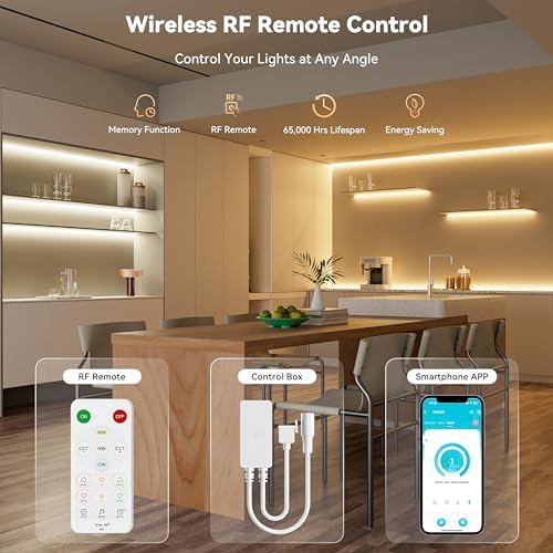 PAUTIX COB LED Strip Lights 2700K-6500K CCT Tunable White 24ft UL-Listed Dotless LED Lights Super Bright Dimmable 24V LED Tape Light with APP/RF Remote Control,Under Cabinets Bedroom Kitchen Lighting - Image 5