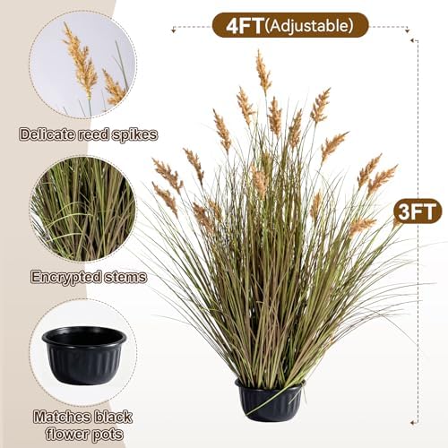 Faux Plastic plantas Synthetic Pampas Grass Indoor Outdoor Realistic Floor Plants pet Friendly Fake Grass for Home Office Wedding para Patio Front Artificial Grass Decor Housewarming Gift - Image 4