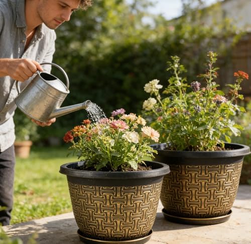 Nooulap 4 Pack 12 Inch Plant Pots, Large Plastic Flower Planters - Image 6