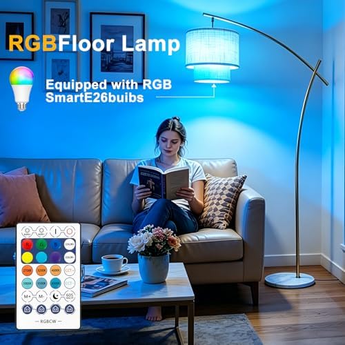 RGBCW Arc Floor Lamp with Remote Control, Standing Lamp for Bedroom - Image 3
