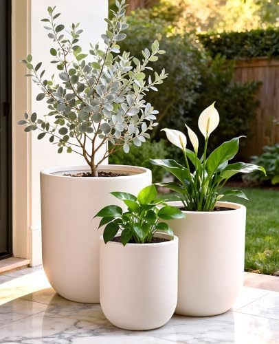 homenote 13/11.5/10 Inch Large Plastic Plant Pots with Drain Holes (3 Pcs) - Image 2