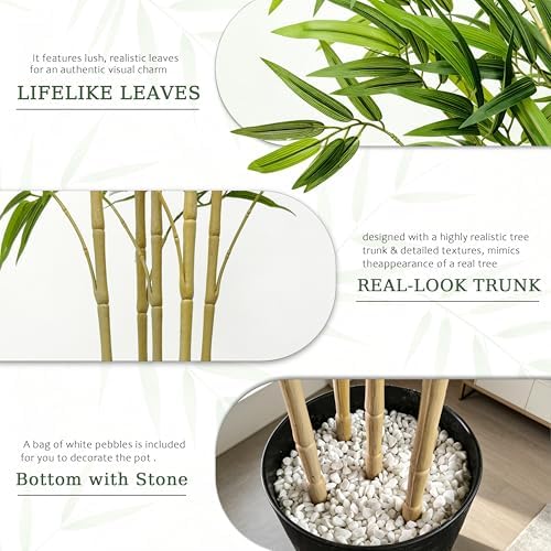 Bamboo Tree Artificial 5FT Fake Tree in Black Pot for Home Decor - Image 4