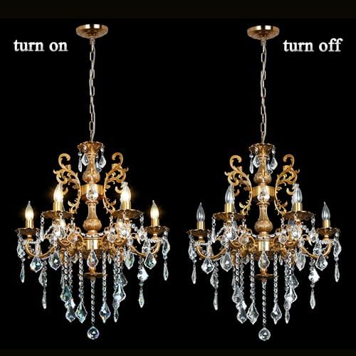 Crystal Chandelier Antique Gold Chandelier Dining Room 23" - Image 5