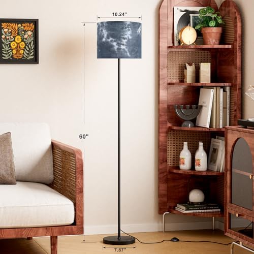 Ambimall 60'' Modern Floor Lamp with Shade, Tall Lamps for Living Room, Bedroom, Office, Dining Room, Hand-Dyed Blue Lampshade(Without Bulb) - Image 2
