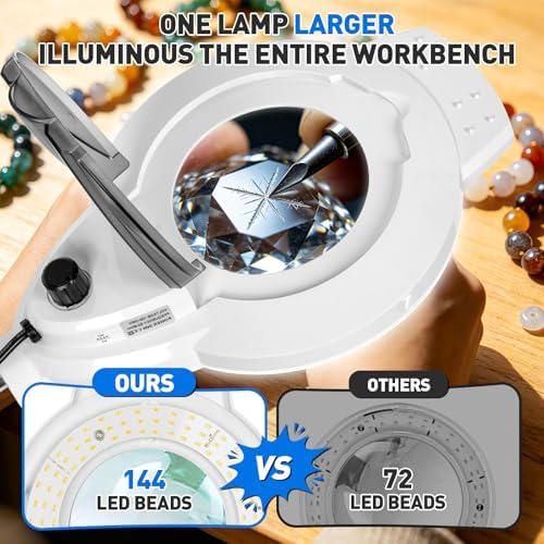 KIRKAS LED Magnifying Lamp with Clamp, 2,200 Lumens Dimmable 35in 12X - Image 2