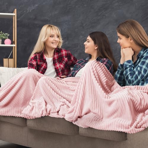 Buryeah 12 Pcs Flannel Blankets Bulk,Fall Outdoor Wedding, Light Pink - Image 5