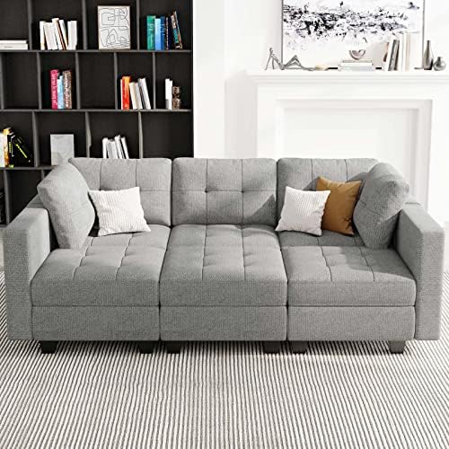 Belffin Modular Sectional Sleeper Sofa with Storage Sectional Couch Modular Sofa Bed Set for Living Room Light Grey - Image 3
