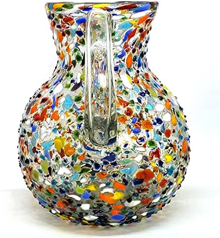 Confetti Rocks 120 oz Pitcher and 6 Drinking Glasses set, Recycled Glass, Lead-free, Toxin-Free (Pitcher & Glasses) - Image 3