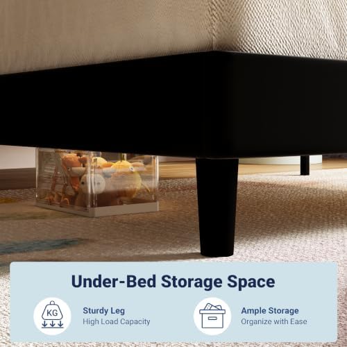 Allewie Twin Platform Bed Frame with Velvet Upholstered Headboard - Image 5