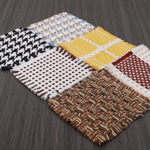 6-Piece Linen Coaster Set with Tassel Trim - Image 3