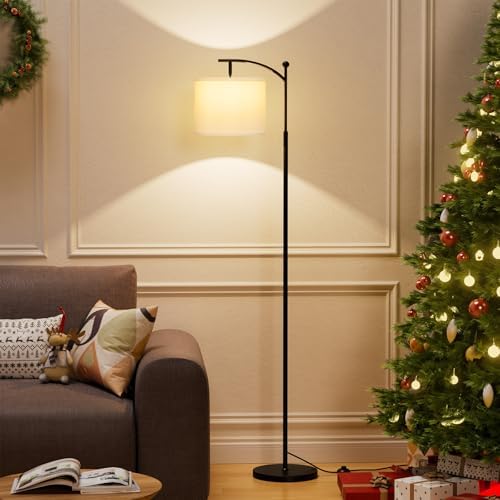 Ambimall 60" Floor Lamp with 3 Color Temperatures, Adjustable White Shade, Black Pole - Tall Lamp for Living Room, Bedroom, Office, Classroom, Dorm - 9W Bulb Included - Image 6