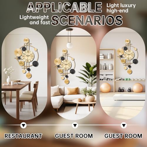 Large Wall Clocks for Living Room,Silent Non Ticking,Battery Operated Oversized Round Modern Wall Clock for Bedroom,Farmhouse,Office Wall Decor-17.7x29.97Inch(Golden) - Image 6