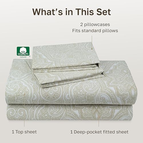 California Design Den Soft 100% Cotton Queen Size Sheets Deep Pocket, 4 Pcs - Image 4