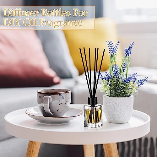 Umigy 50 Set Glass Diffuser Bottles Reed Diffuser Empty Jars Clear Fragrance Bottle with Black Caps 50ml 1.7 oz Essential Oil Jars for DIY Fragrance - Image 6