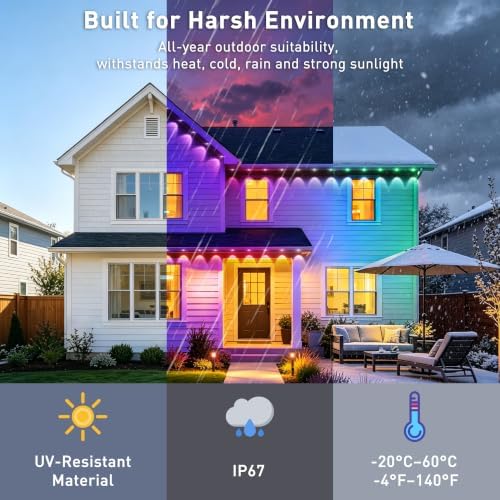 600FT Permanent Outdoor Lights RGB+IC, Chasing Effect Eave LED Lighting - Image 2