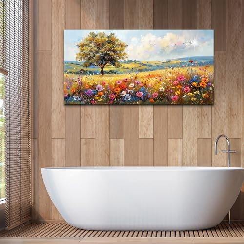 hyidecorart Canvas Wall Art For Living Room Wall Decor For Bedroom Office Decorations Field Pictures Artwork Flower Scenery Watercolour Wall Paintings Aesthetic Room Home Decor Ready to Hang - Image 5