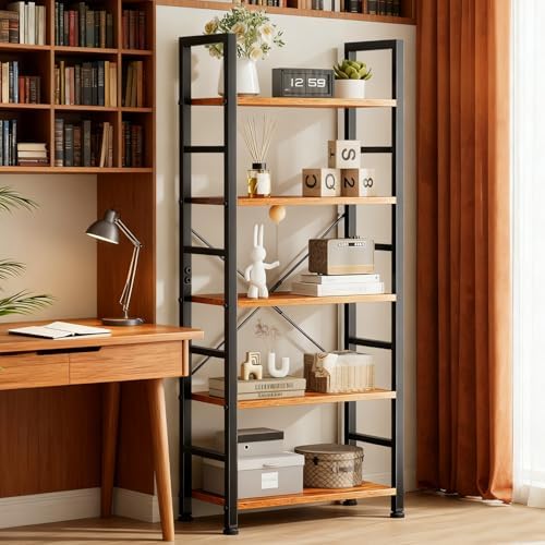 5 Tier Bookshelf, Free Standing Bookcase with Open Storage Shelves - Image 2