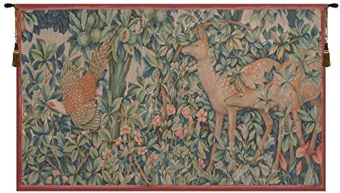 William Morris Pheasant and Doe Tapestry Wall Hanging 18 x 32 in by CCharlotteHomeFurnishings