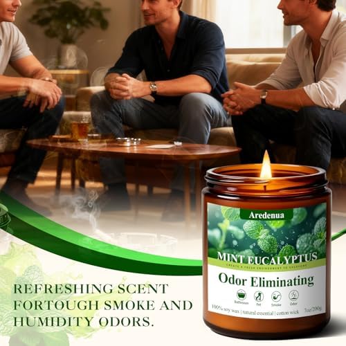 Mint Eucalyptus Odor Eliminating Candles, 7 oz Soy Scented Candle - Image 3