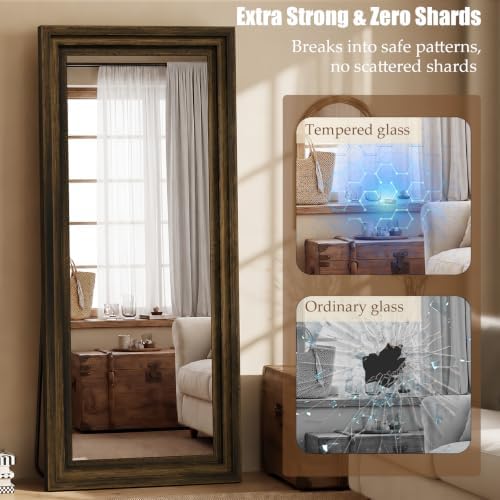 Wood Full Length Mirror 65"x24", Large Solid Wood Frame Floor Mirror - Image 5