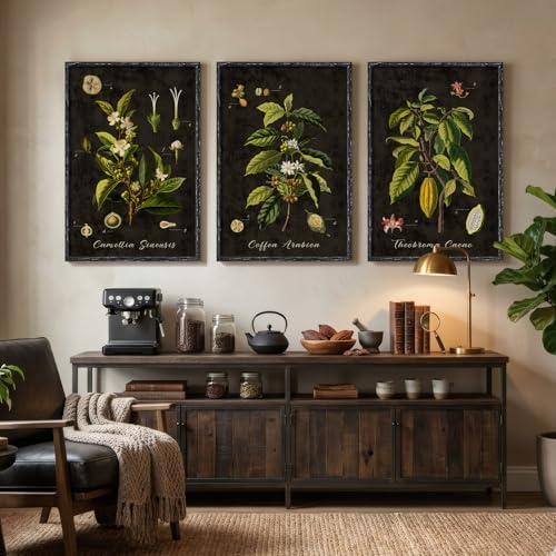 Large Vintage Framed Botanical Wall Art for Living Room, 3 Piece 24x36 Inch - Image 5