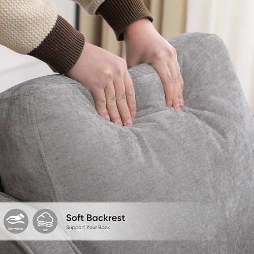 Accent Chairs Set of 2, Upholstered Living Room Chairs with Side Pockets, Mid Century Modern Reading Chair for Bedroom, Comfy Armchair Single Sofa Side Chair for Office, Small Room, Light Grey - Image 5