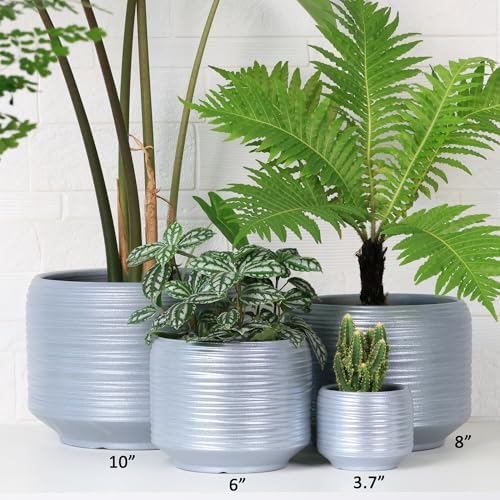 10 Inch Ceramic Plant Pot with Drainage – Large Flower Pot for Indoor Outdoor Plants, Modern Decorative Planter for Patio, Balcony, Garden, or Home Decor - Image 3