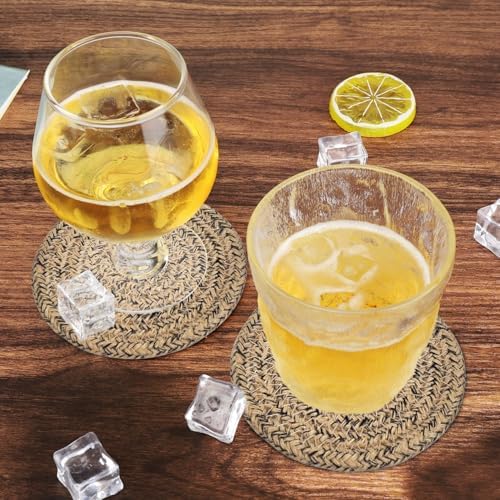 ABenkle 8 Pcs Drink Coasters with Holder, Cotton Woven Absorbent Coasters for Drinks, Minimalist Home Decor Coaster Set for Wooden Tabletop Protection Table, 4.3 inches - Image 5