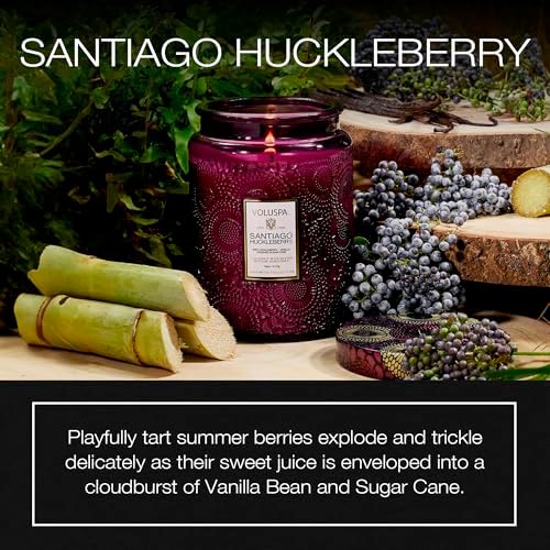 Voluspa Santiago Huckleberry Large Scented Candle Jar 18 Oz, 100 Hr Burn - Image 2
