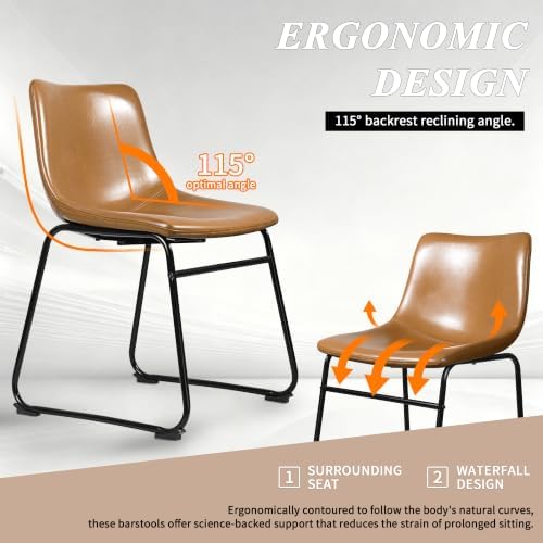 Waleaf Dining Chairs Set of 2, 18" Faux Leather Counter Height Bar Stools - Image 6
