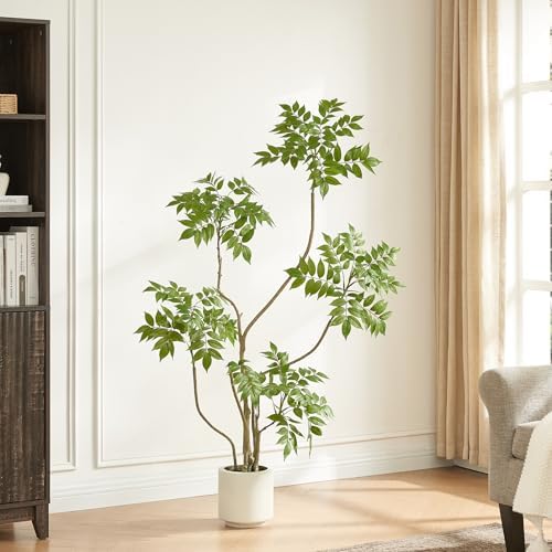 4FT Artificial Sumac Tree in White Pot, Real Touch Silk Faux Plant by FloraFairy-StylishArtificialPlantsandPlanter