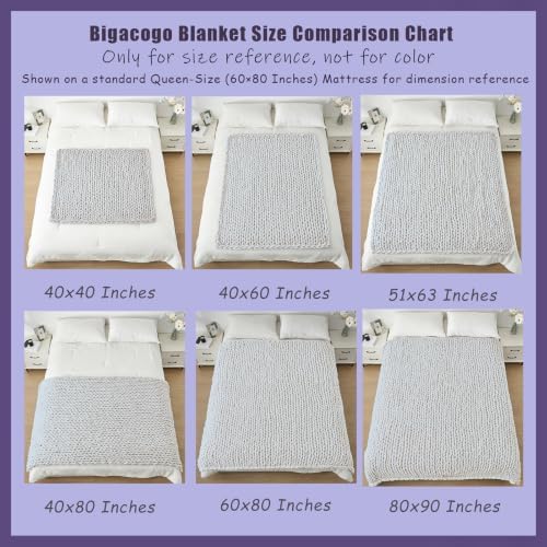 Bigacogo Chunky Knit Throw Blanket for Couch, 40x40 inches, Rose Tan - Image 5