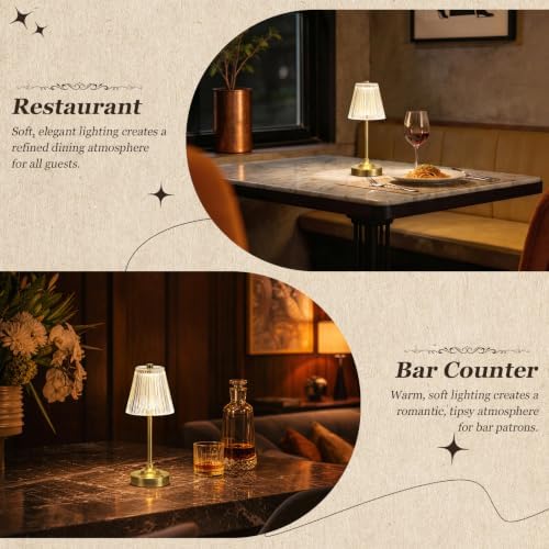 Bronze Cordless Rechargeable Table Lamp, Touch Battery Powered Lamp, 3 Color Modes, Crystal Acrylic Lampshade, Portable Ambient Night Light for Desk, Bedroom, Living Room, Dining Room, Kitchen, Bar - Image 6