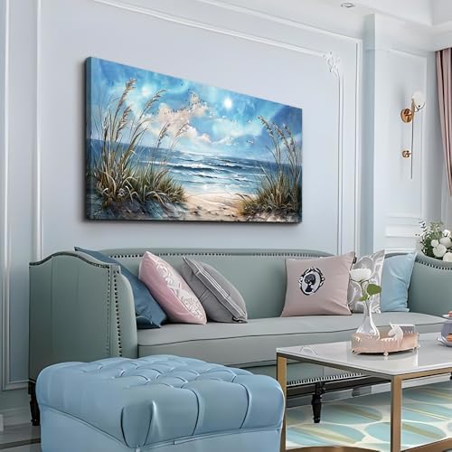 hyidecorart Wall Art For Living Room Wall Decor For Bedroom Bathroom Decoration Sunshine Ocean Scenery Painting Blue Sea Waves Wall Pictures Office Modern Canvas Prints Artwork Aesthetic Home Decor - Image 2