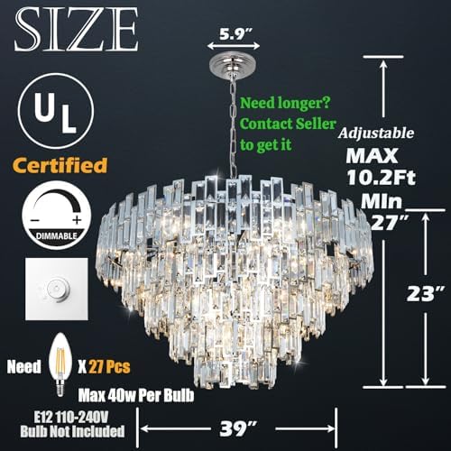 Entryway Chandeliers for High Ceilings Chrome Crystal Chandelier - Image 5